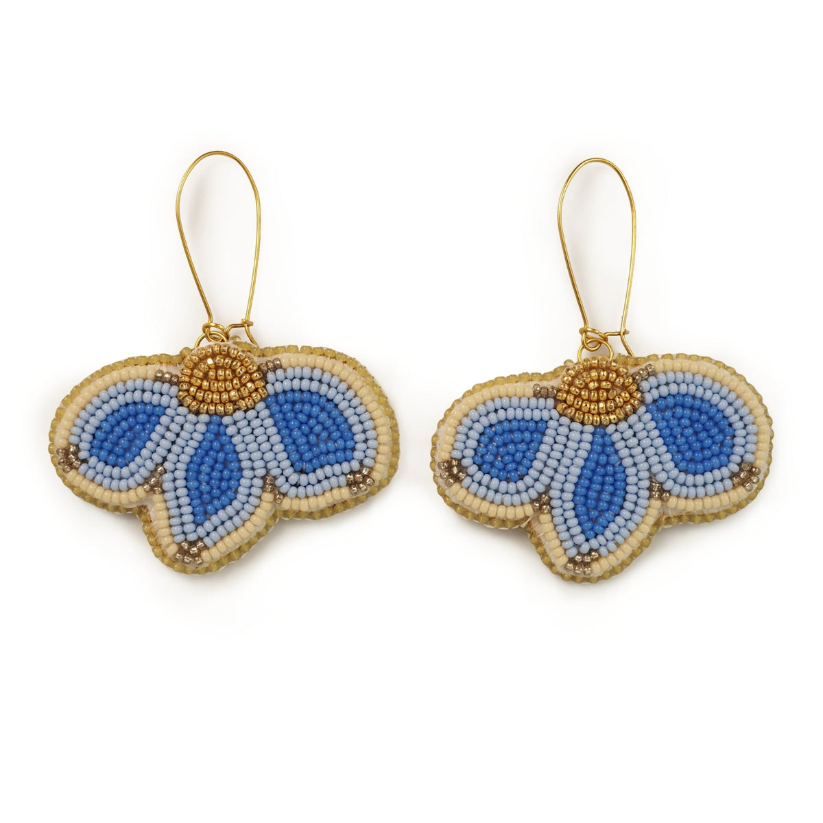 Abigail Clarke Blue & Gold Floral Earrings