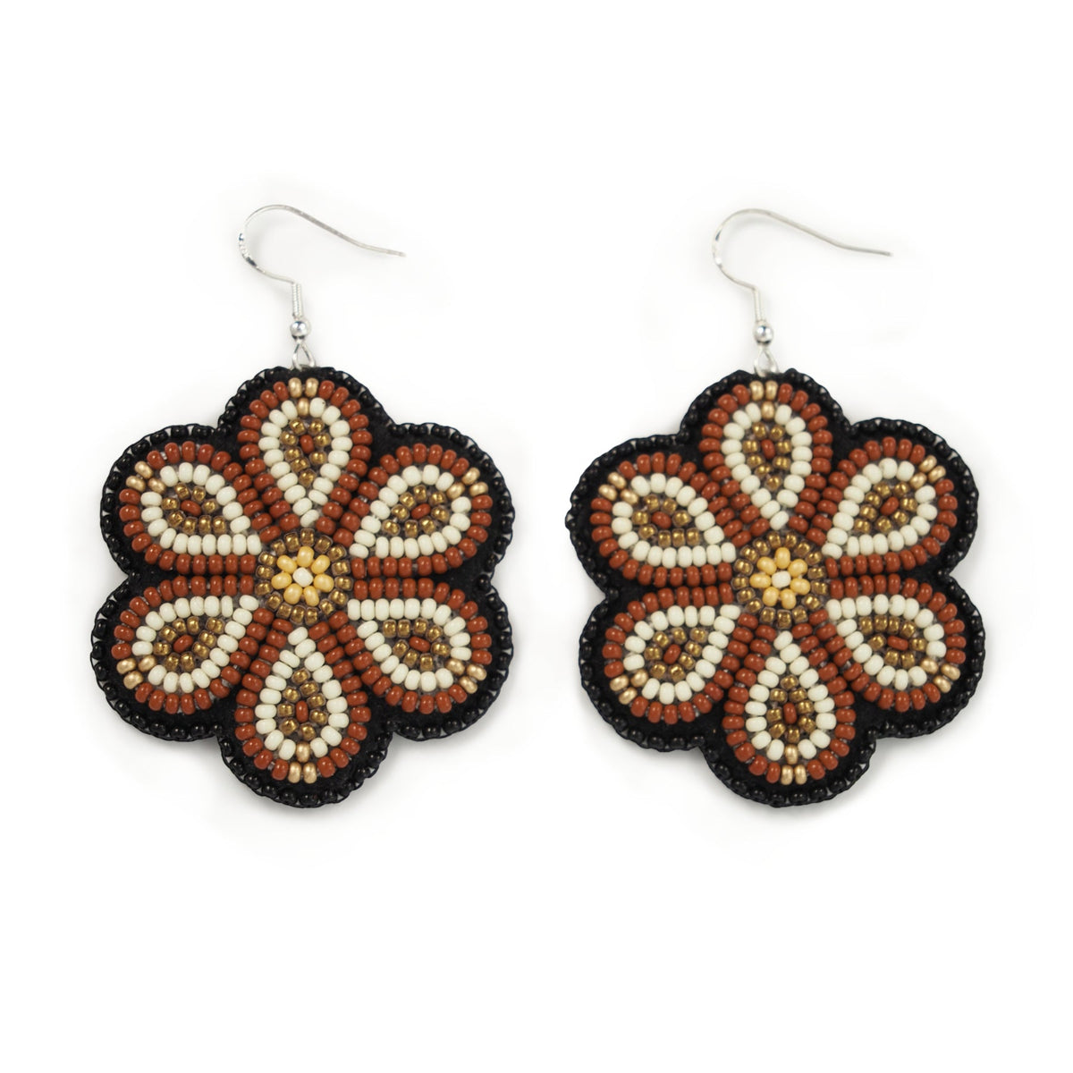 Jaime Lepine Red Flower Earrings